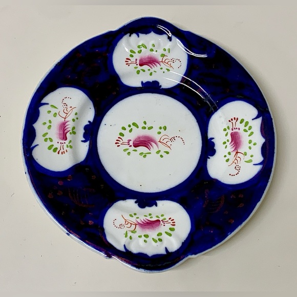 19th Century Vintage Gaudy Welsh Feather Pattern Handled Biscuit Tray - Picture 11 of 15